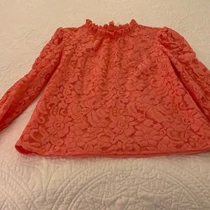 Rachel Parcell Lace Ruffle Neck Blouse Size L